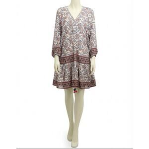 Bell by Alicia Bell Dress Womens Medium Floral Print Button Front Tiered Boho